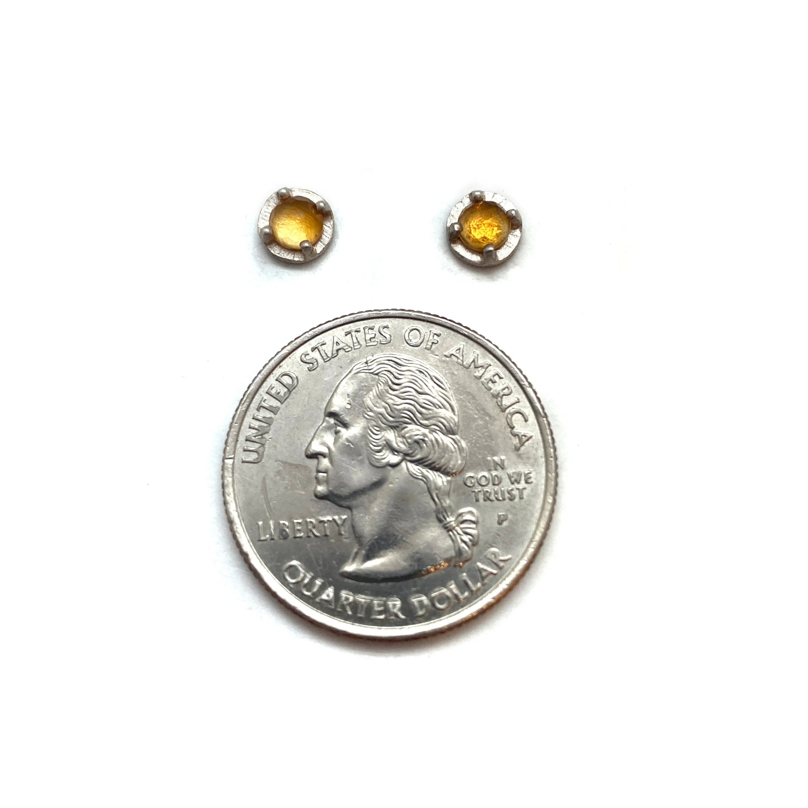 Mini Carved Studs - Citrine