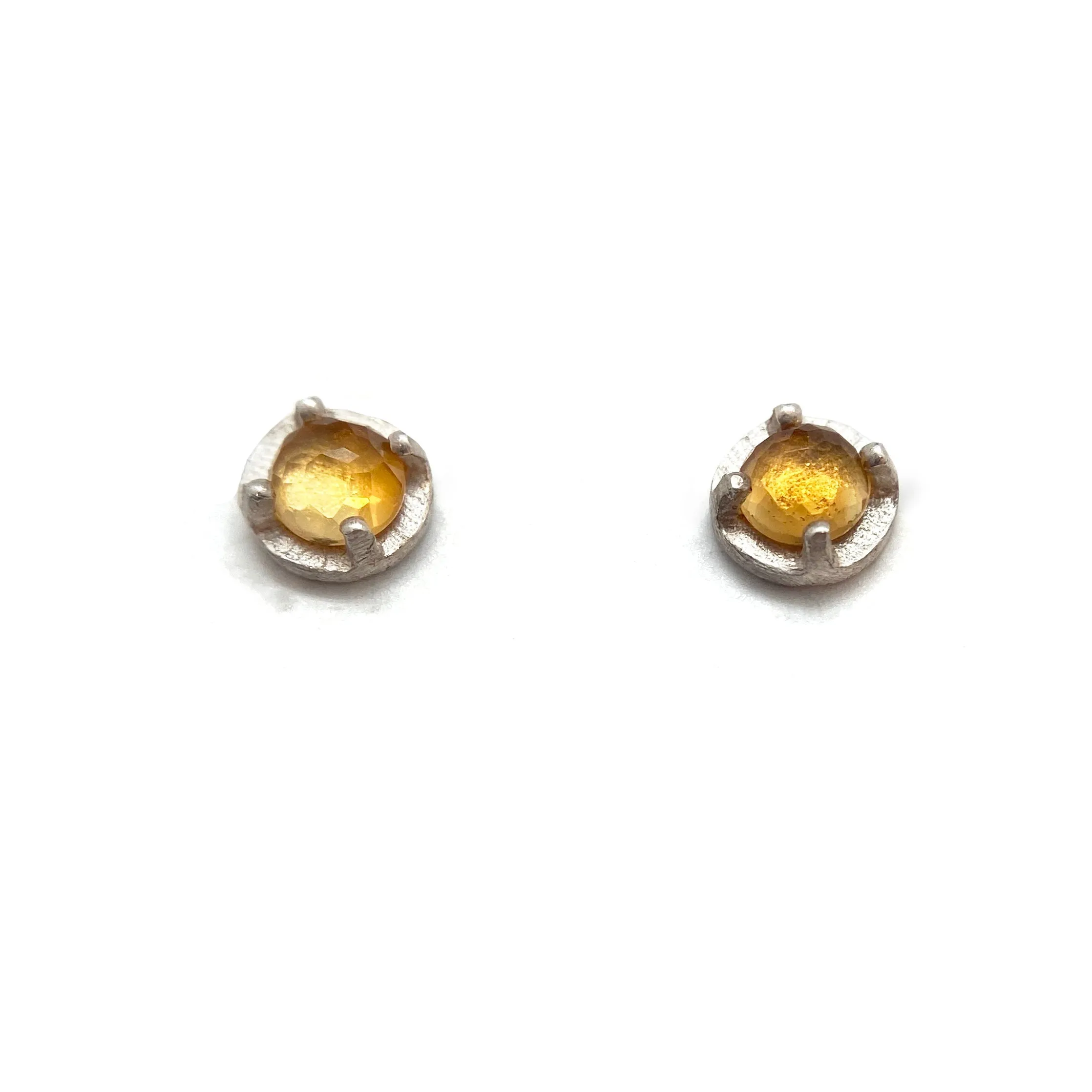 Mini Carved Studs - Citrine