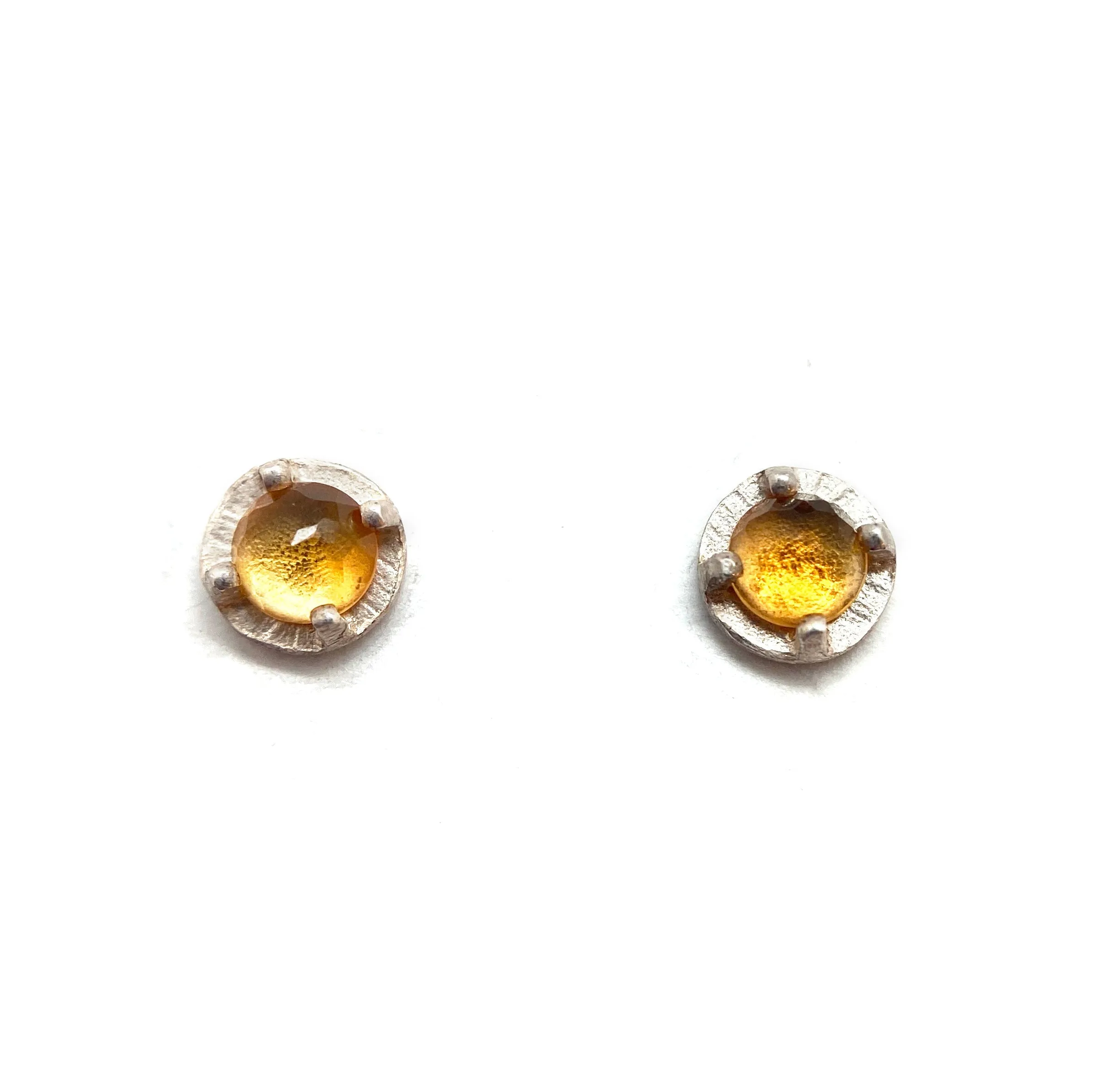 Mini Carved Studs - Citrine