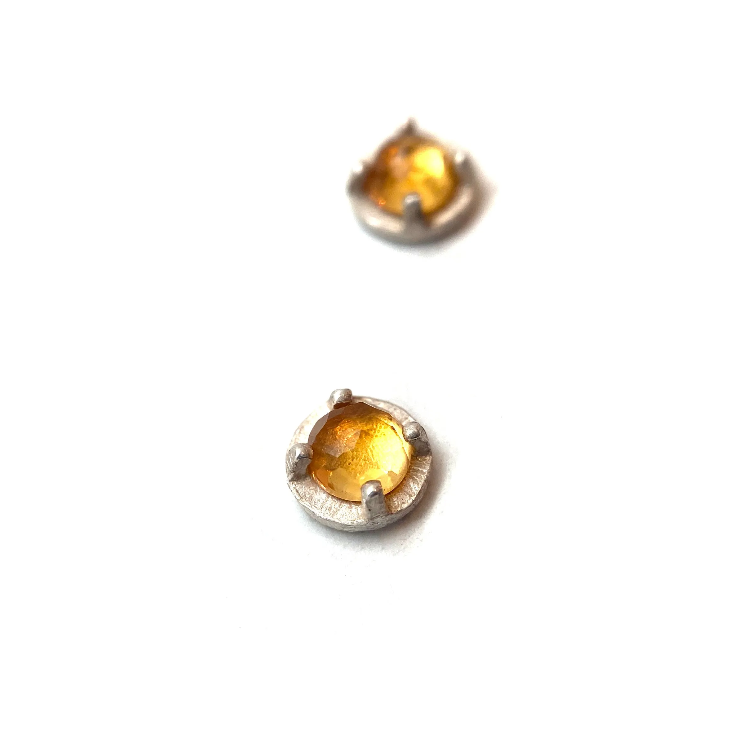 Mini Carved Studs - Citrine