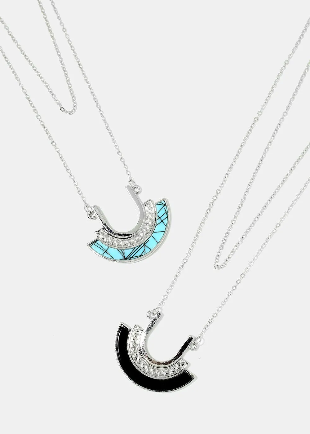 Modern Semi-Circled Pendant Necklace