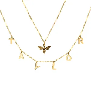 Name Necklace with Bee Charm