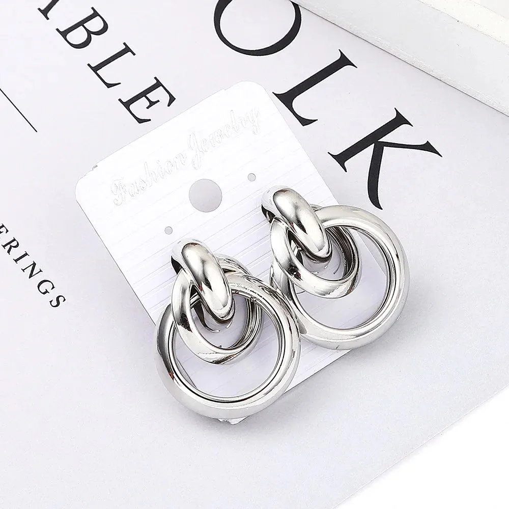 New Fashion Small Stud Earrings for Women Gold Color Metal Twisted Statement Earring Classic Simple Beautiful Jewelry Wholesale