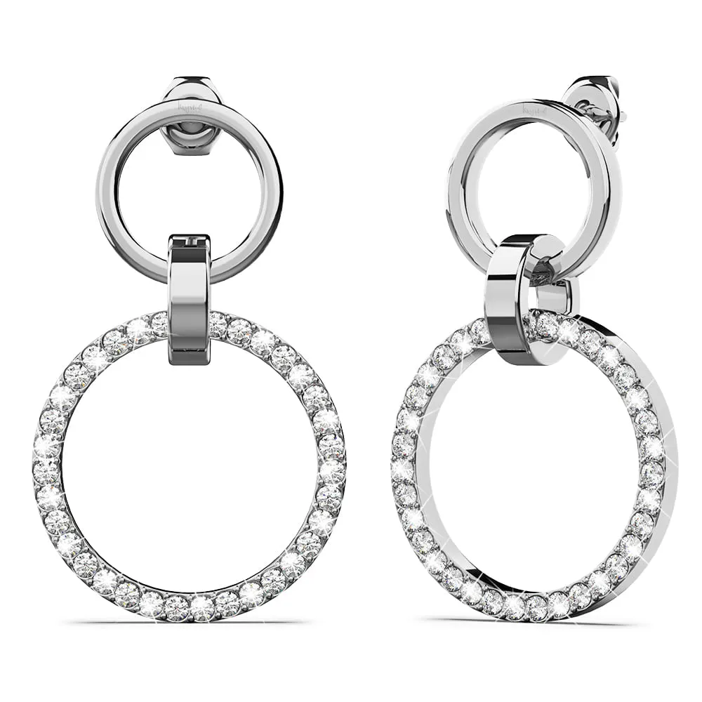 Orbit of Elegance Earrings Embellished with SWAROVSKI Crystal in White Gold