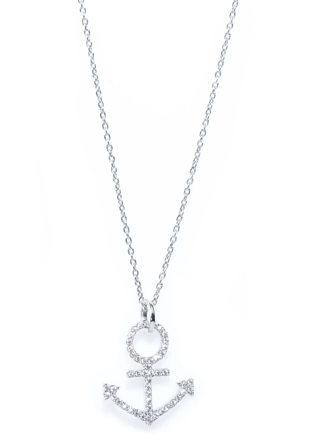 Oster Collection 18KWG Diamond Anchor Pendant