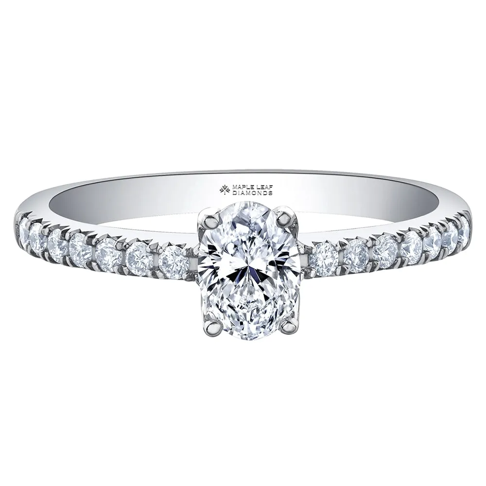 Oval Canadian Diamond Engagement Ring with Accented Band