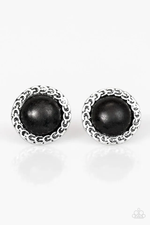 Paparazzi Earring ~ If The Boot Fits - Black