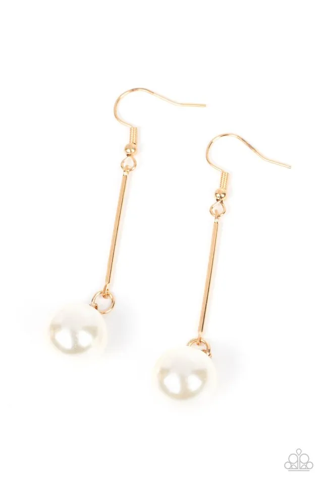 Paparazzi Earring ~ Pearl Redux - Gold