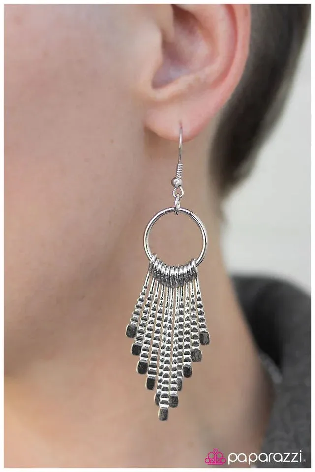 Paparazzi Earring ~ The Speed of Light - Silver