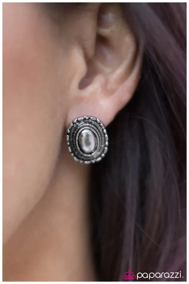 Paparazzi Earring ~ When in Machu Picchu - Silver