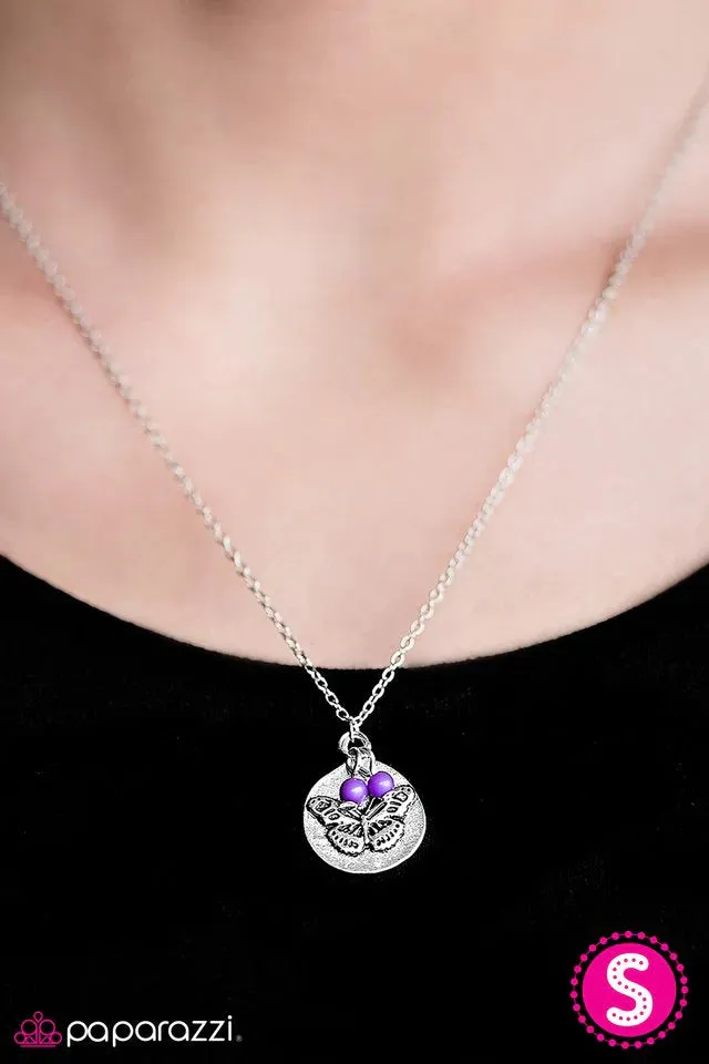 Paparazzi Necklace ~ My Little Butterfly - Purple