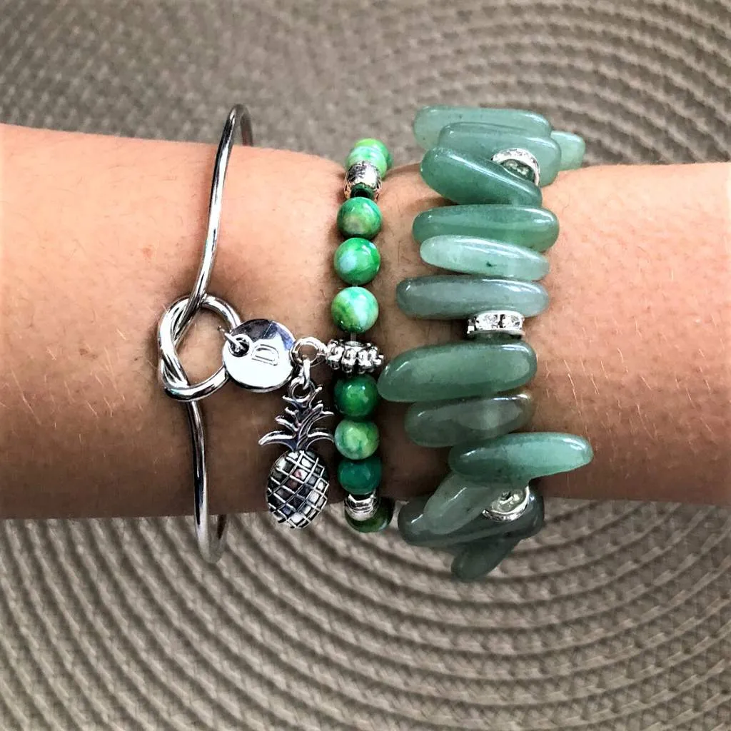 Parrot Green Fire Agate Beaded Pineapple Bracelet