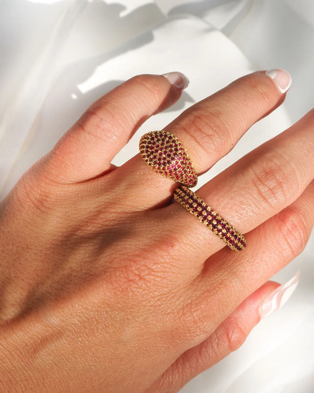 Pave Amalfi Ring- Ruby Red- Gold