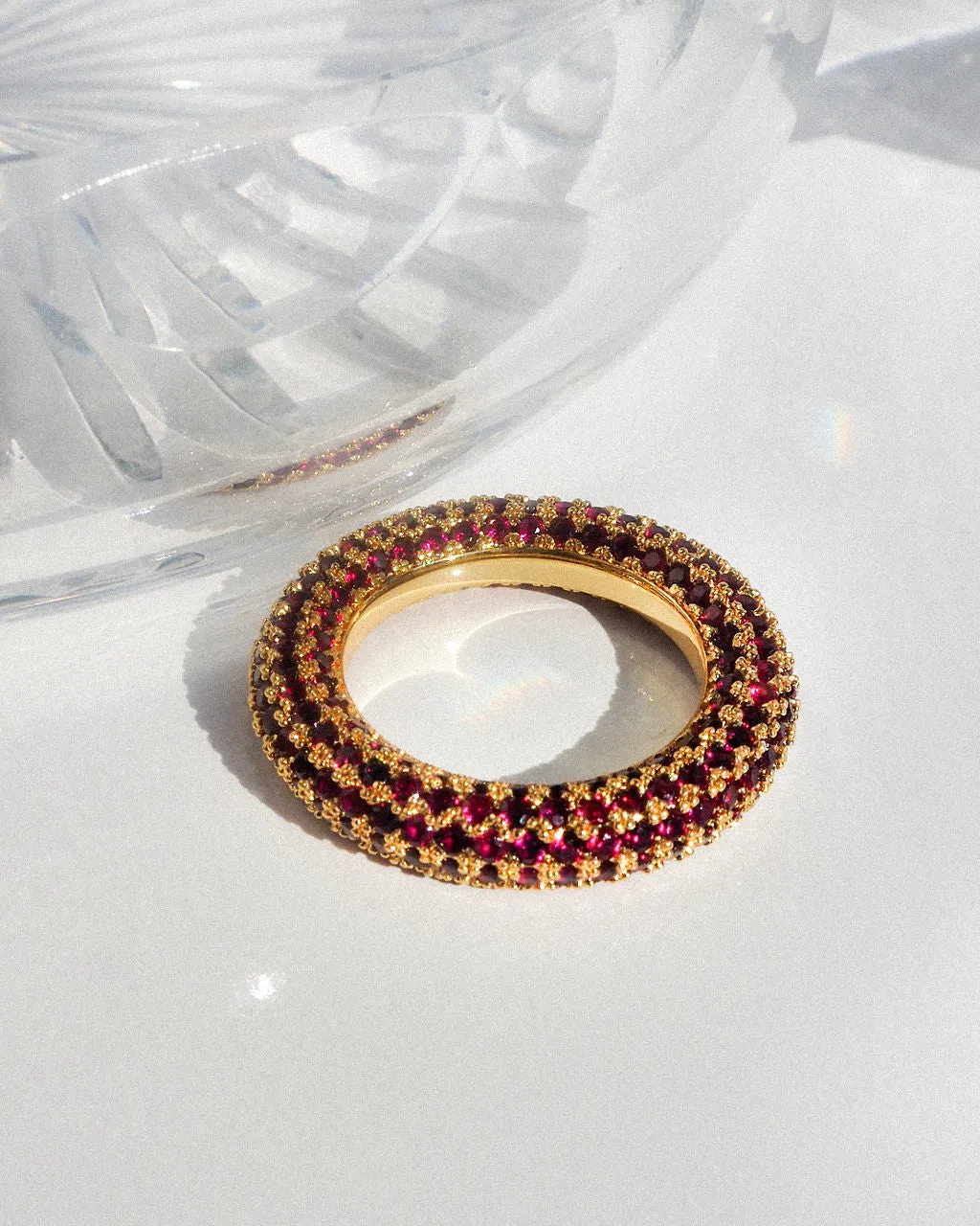 Pave Amalfi Ring- Ruby Red- Gold