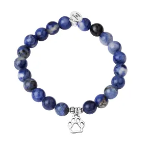 Paw Print | Stone Beaded Charm Bracelet |  Sodalite