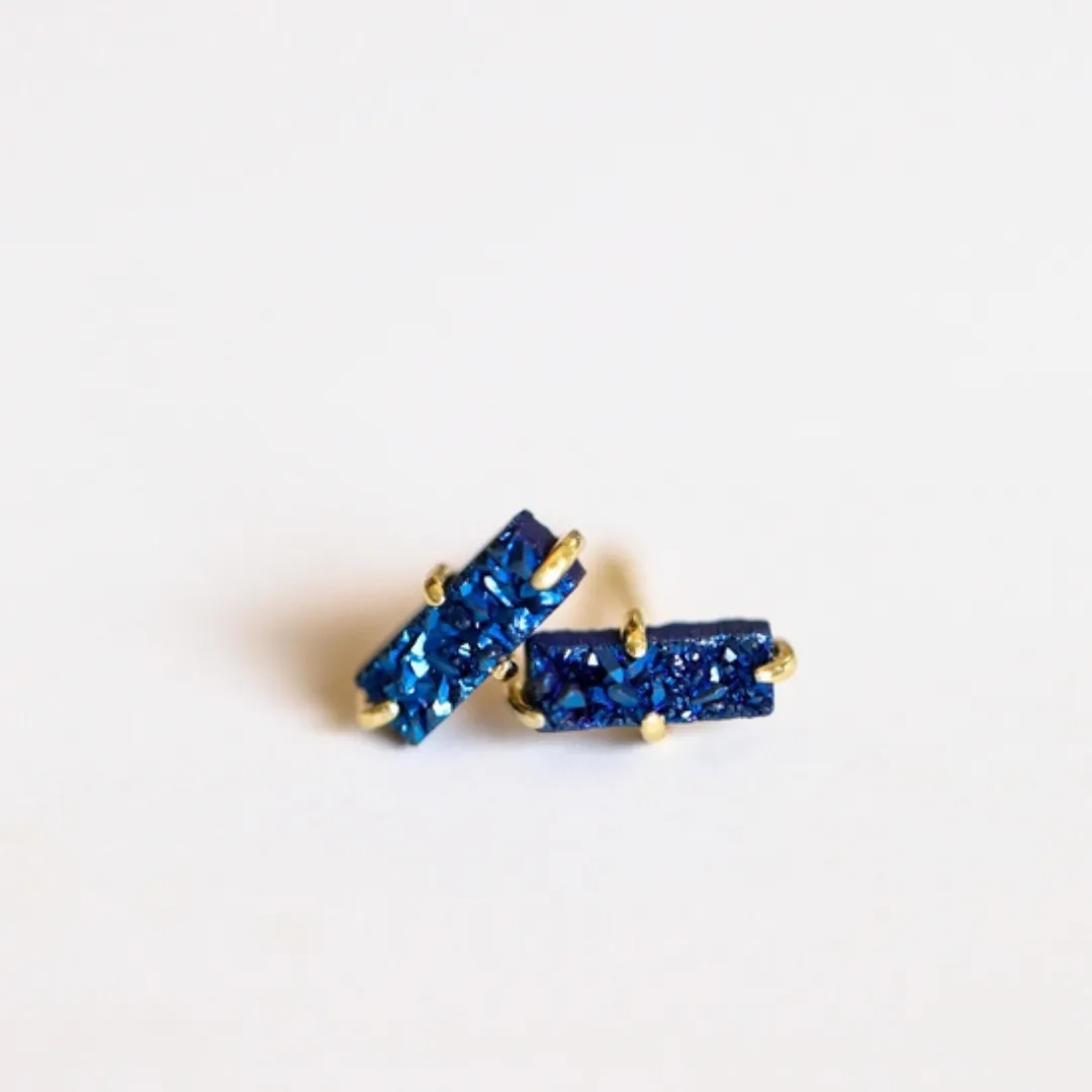 Peacock Druzy Bar Studs