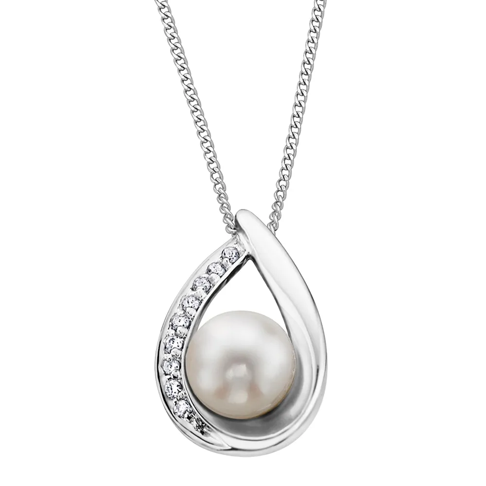 Pearl and Diamond Teardrop Pendant