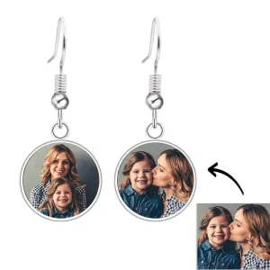 Personalized 2 Photo Drop Earrings Birthday mothers day Anniversary gift for mom wife sister best friend bridesmaid jewelry daughter gift