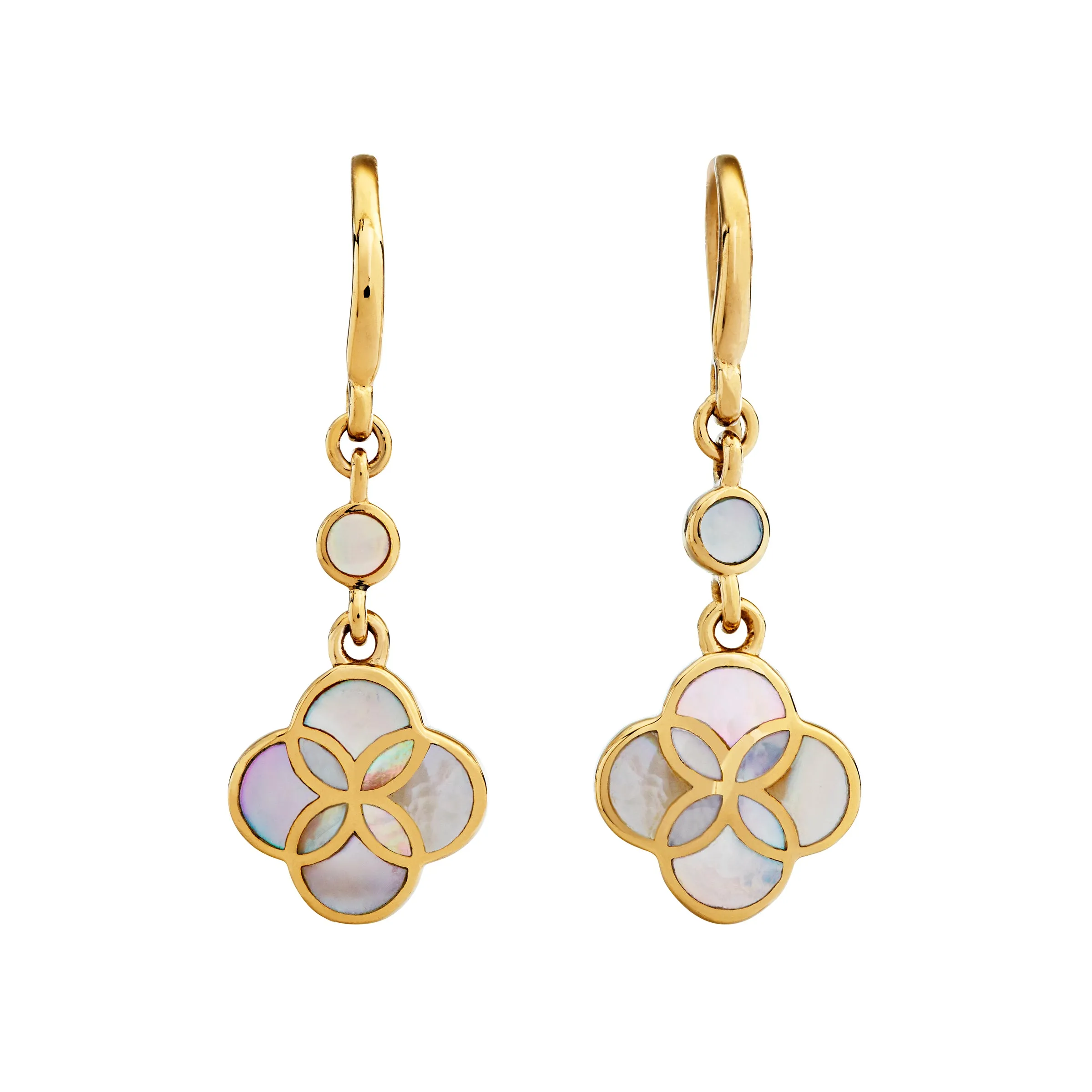 Petal Gemstone Sterling Drop Earrings 18K Gold Vermeil