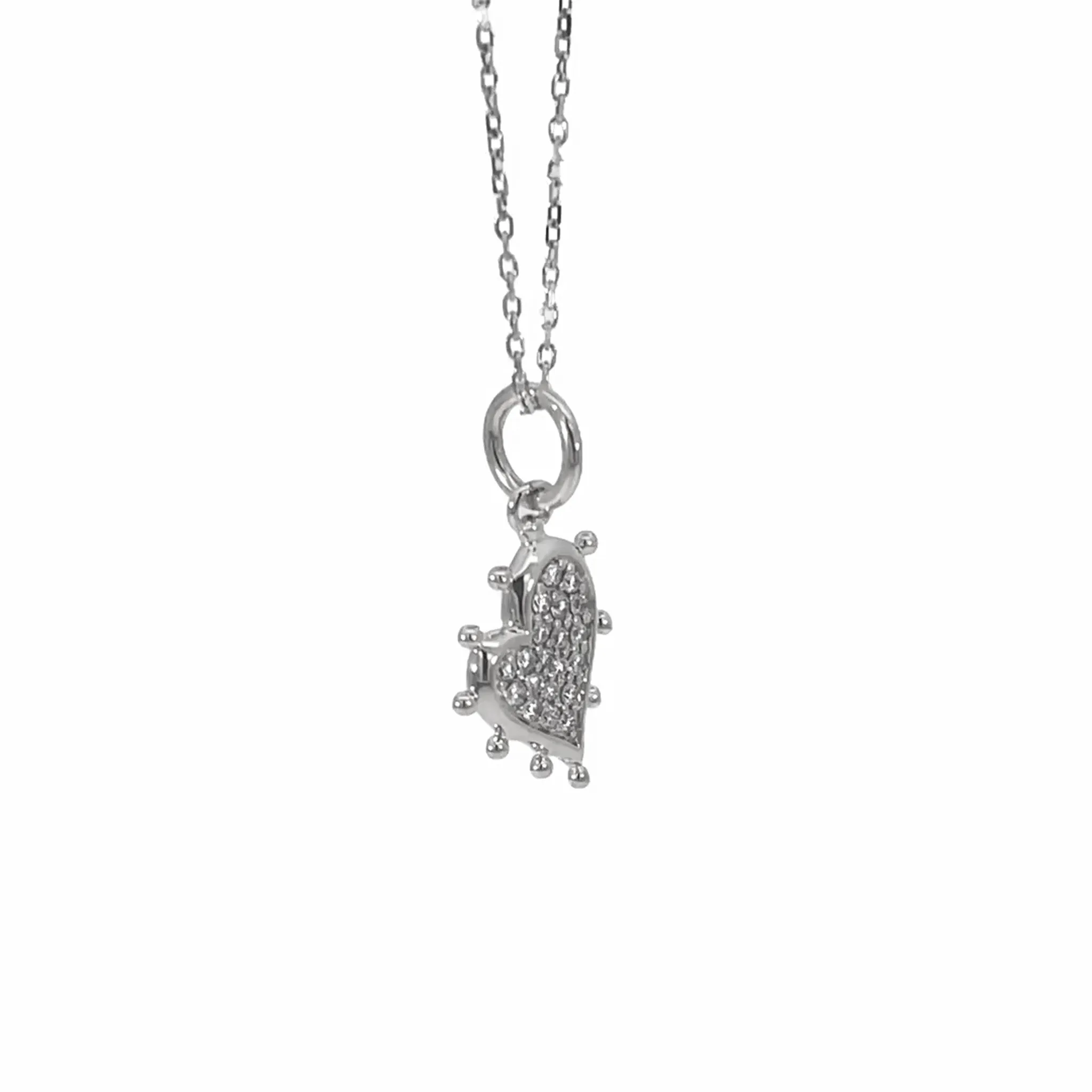 Petite Pave White Sapphire Heart Necklace