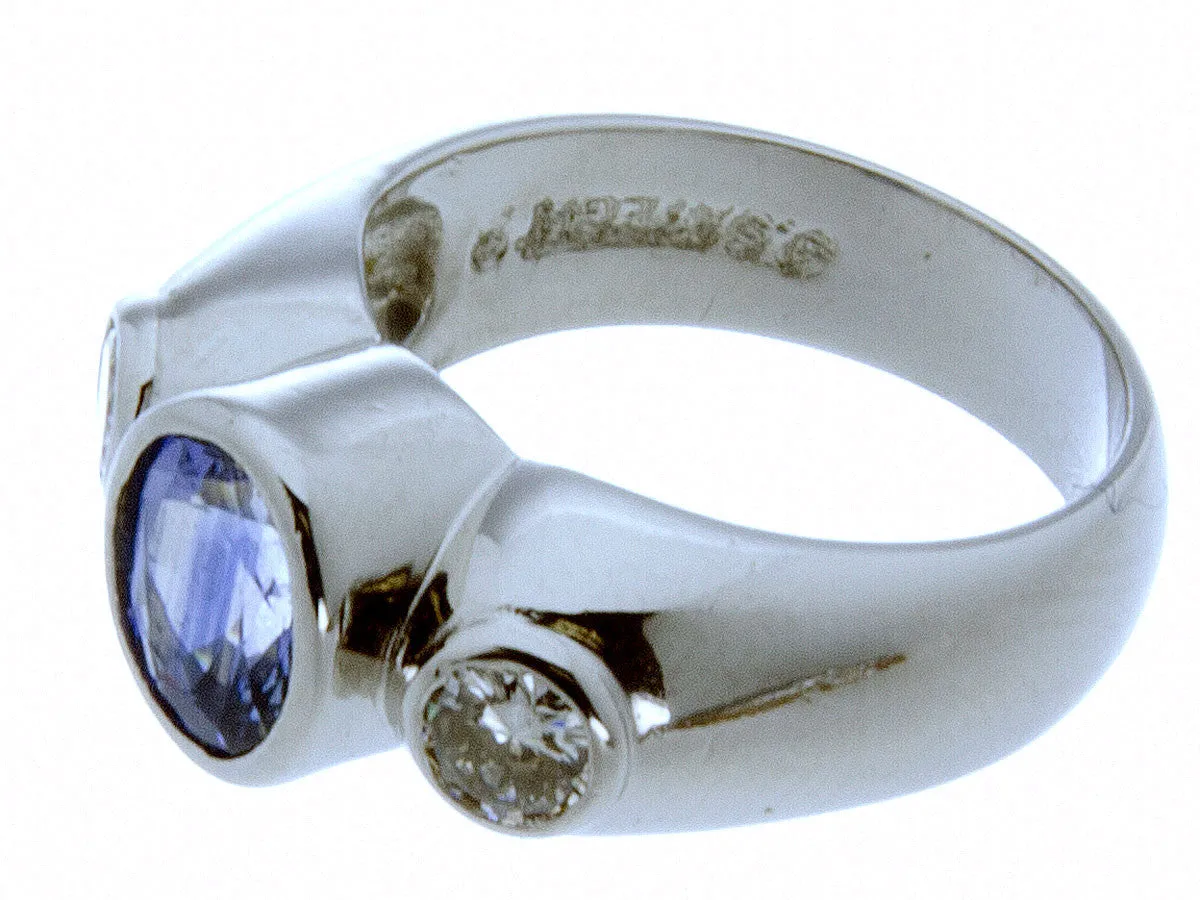 Platinum Tanzanite & Diamond Ring