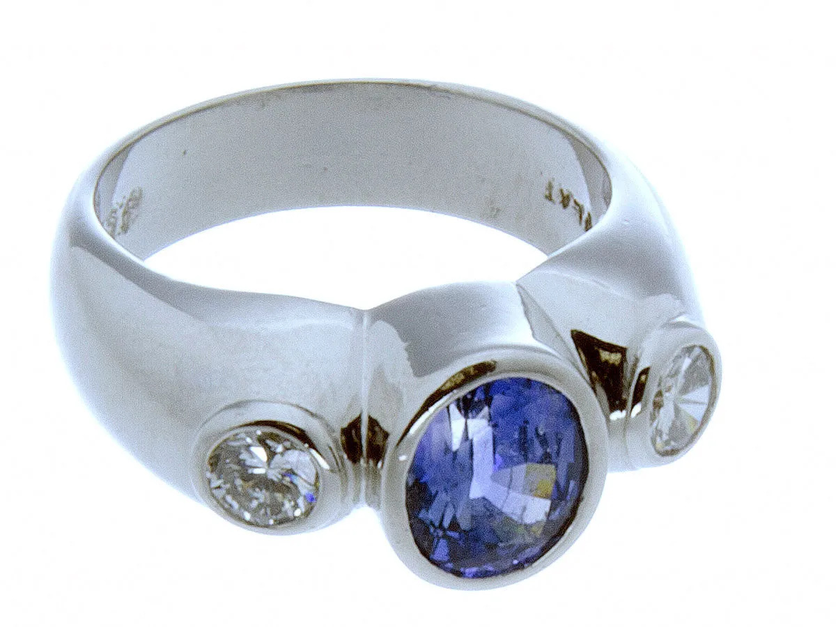 Platinum Tanzanite & Diamond Ring