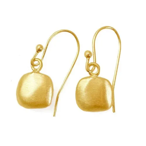 Puffy Square Drop Earrings - Vermeil