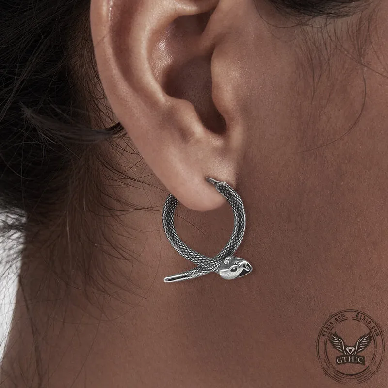 Rattlesnake Stainless Steel Snake Earrings