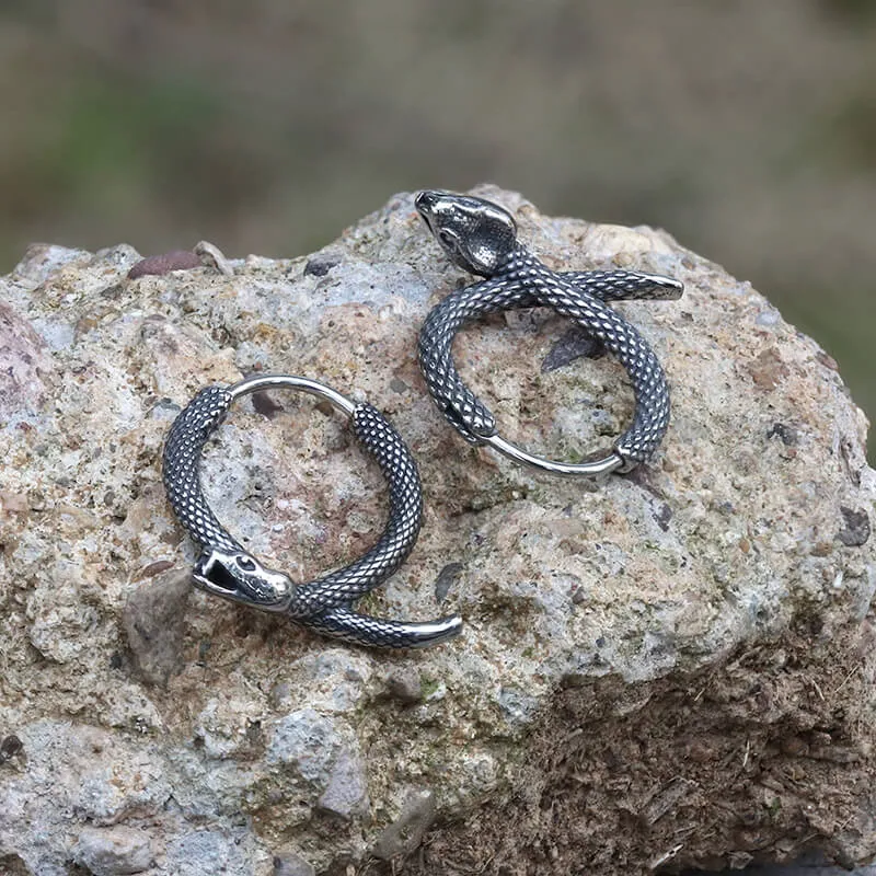 Rattlesnake Stainless Steel Snake Earrings