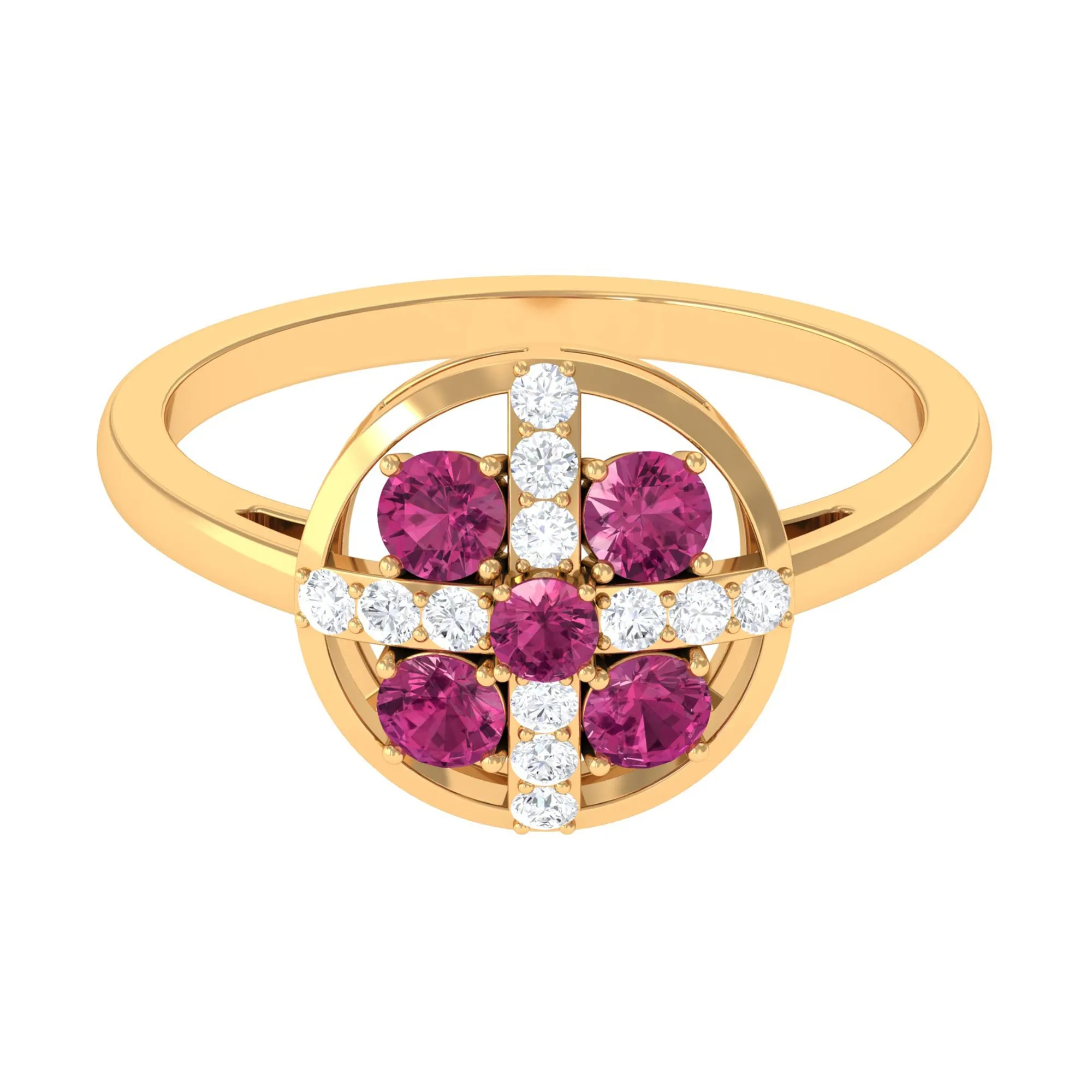 Real Pink Tourmaline Contemporary Ring with Diamond