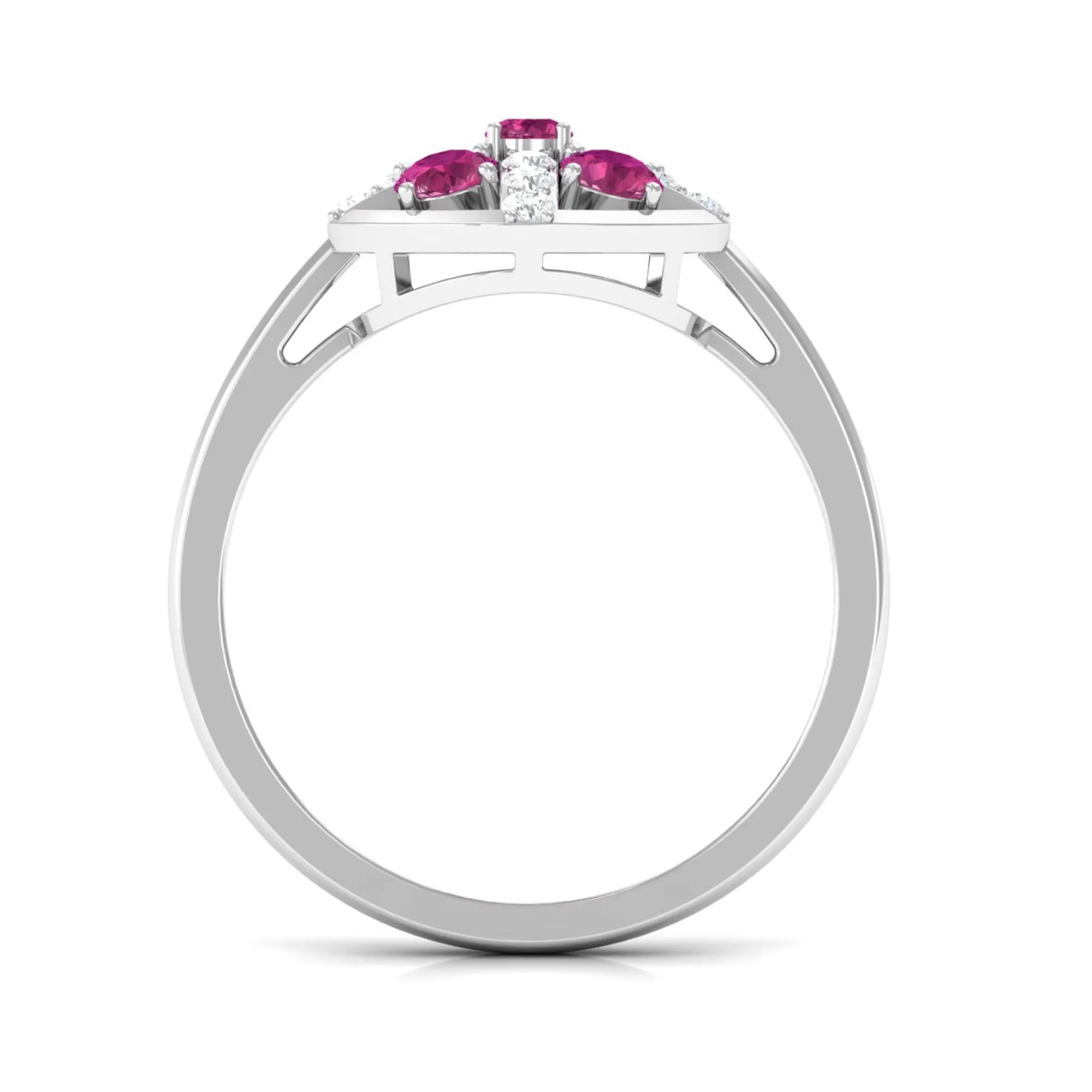 Real Pink Tourmaline Contemporary Ring with Diamond