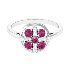 Real Pink Tourmaline Contemporary Ring with Diamond