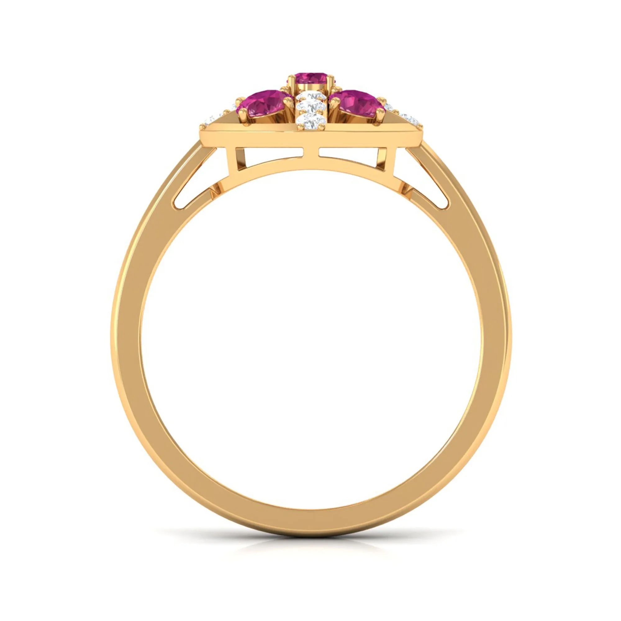 Real Pink Tourmaline Contemporary Ring with Diamond