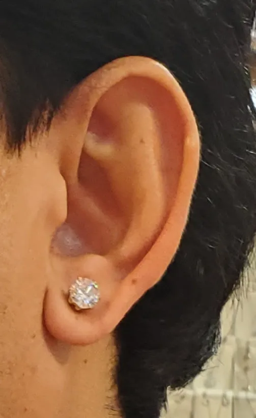 Real Silver Studs (round stone)