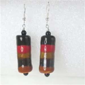 Red, Black & Tan Handmade Fair Trade Kazuri Earrings