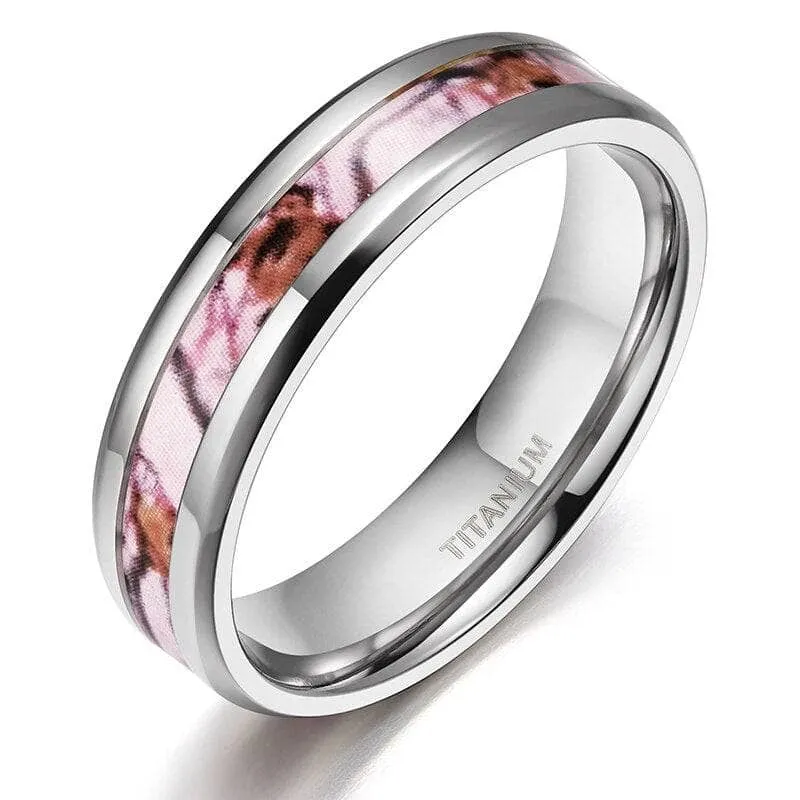 Red Forest Men's Titanium Wedding Band