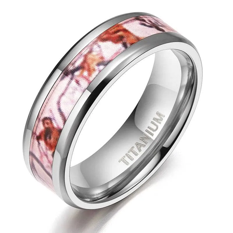 Red Forest Men's Titanium Wedding Band