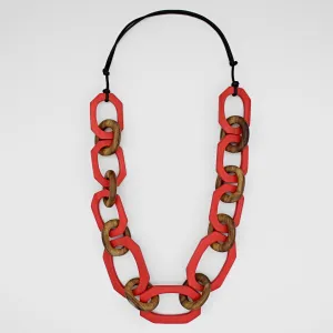 Red-Orange Luzara Link Necklace