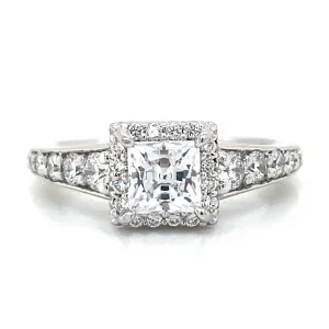 Ritani Square Halo Pave Graduating Engagement Ring in 18K White Gold