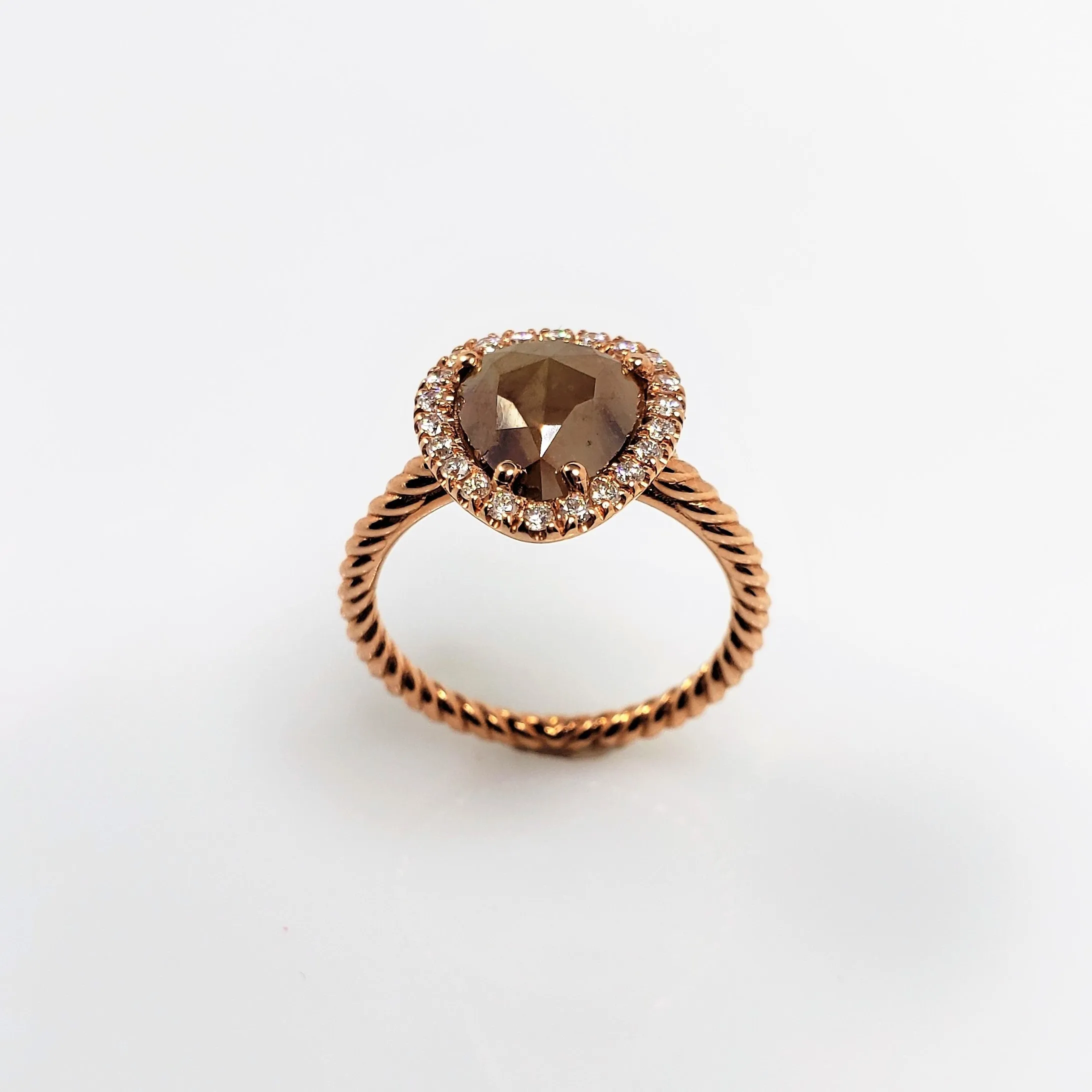 Rose Gold Contemporary Halo Rough Diamond Ring