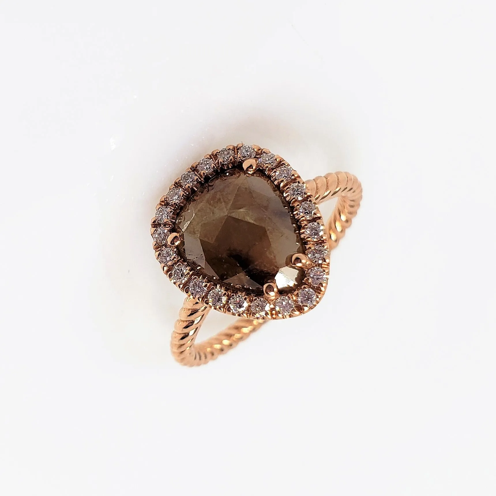 Rose Gold Contemporary Halo Rough Diamond Ring