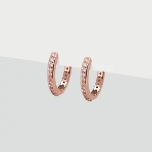 Rose Gold Pave Huggie Hoops