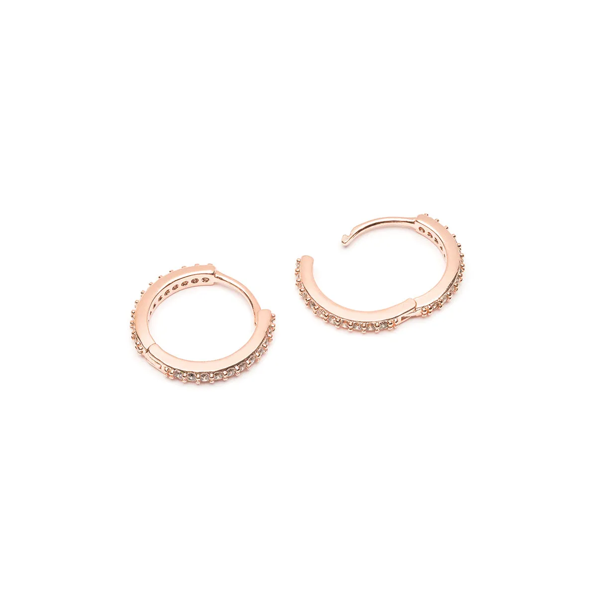 Rose Gold Pave Huggie Hoops