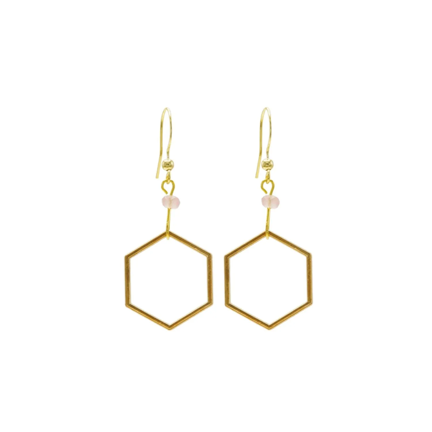 Rosie Fox Strawberry Quartz Maxi Hexagon Earrings