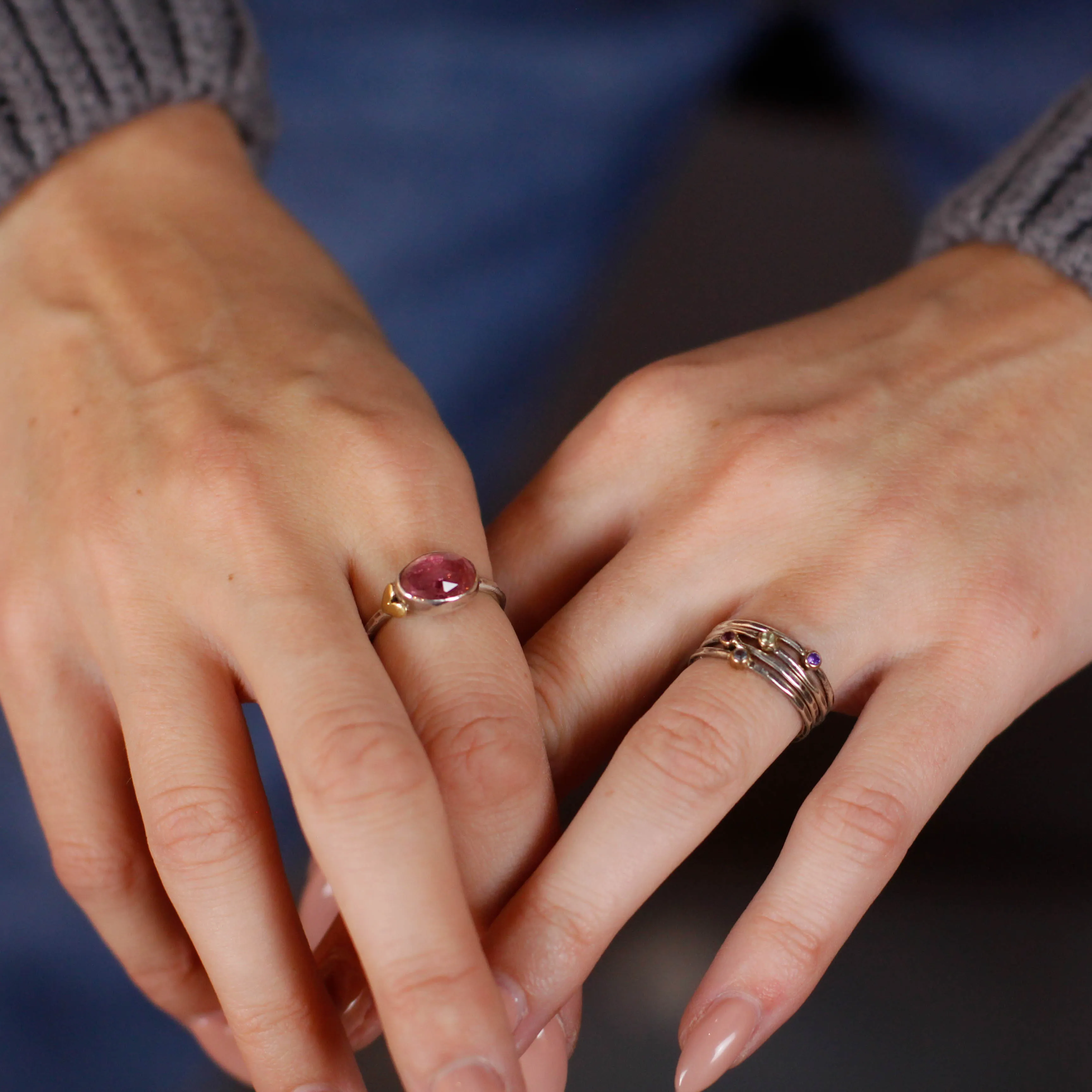 Sacred Love Pink Tourmaline gemstone sterling silver ring