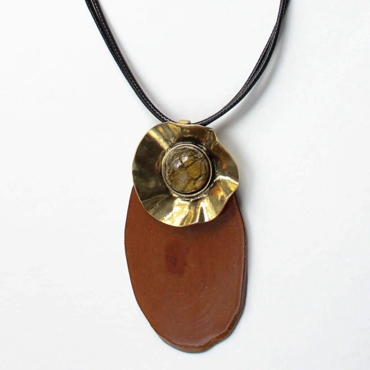 Short Oval Wooden Pendant by Sylca