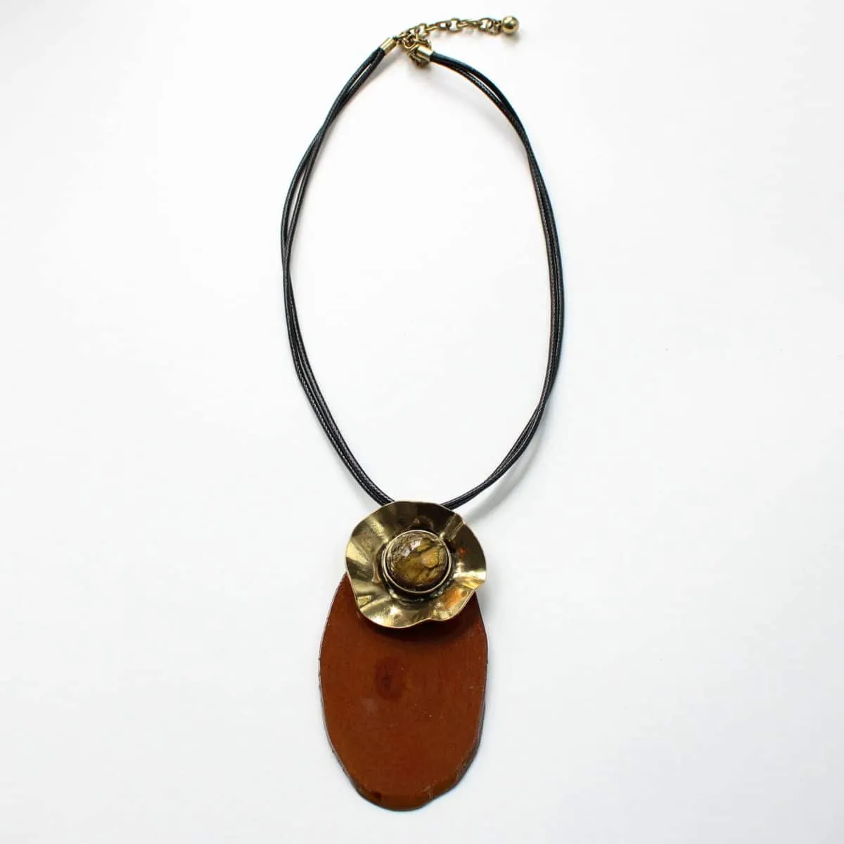 Short Oval Wooden Pendant by Sylca