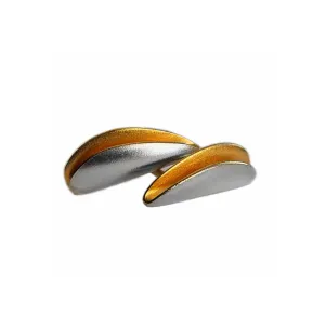 Side split silver shell stud earrings with contrasting 22ct gold plating