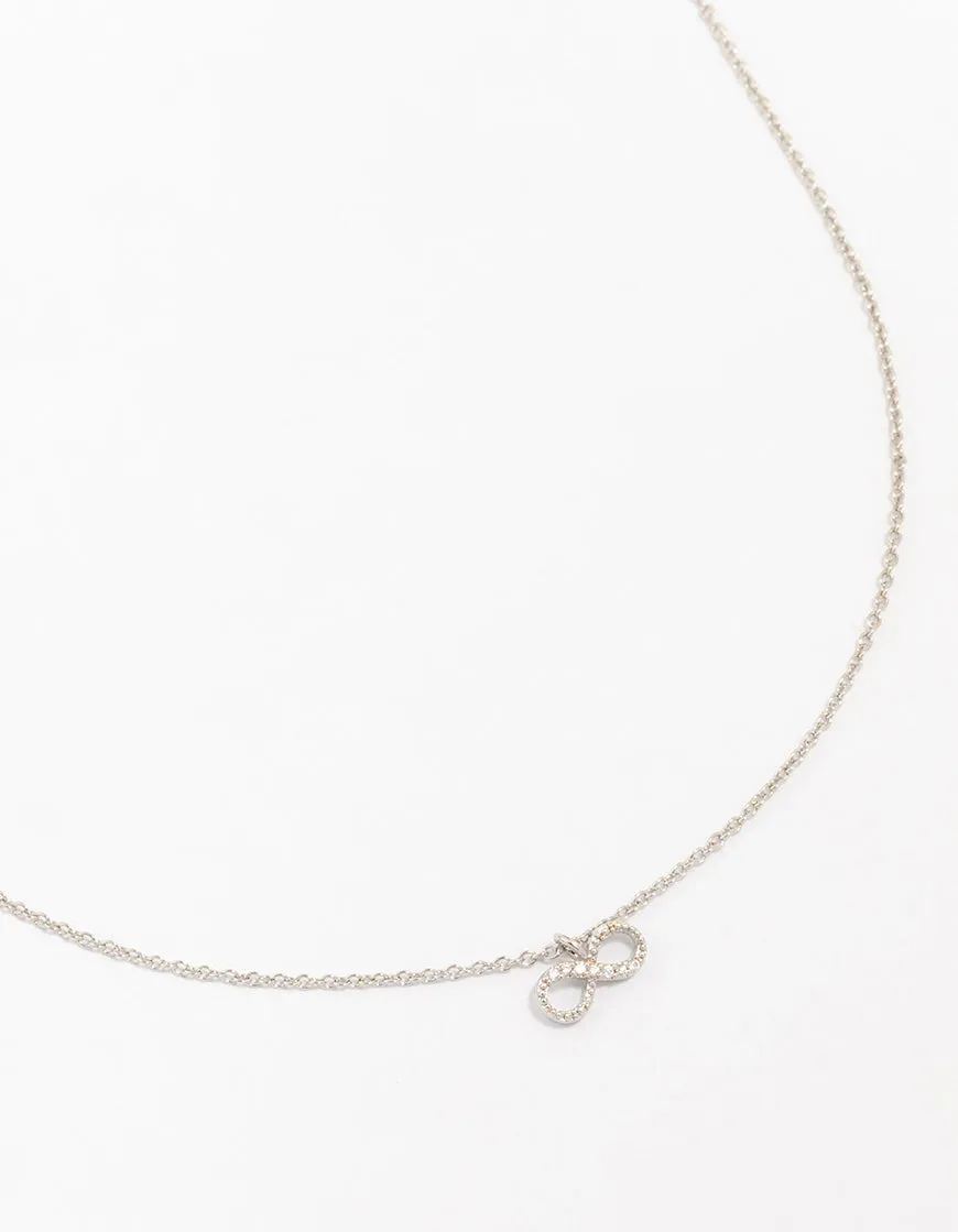 Silver Cubic Zirconia Diamante Infinity Pendant Necklace