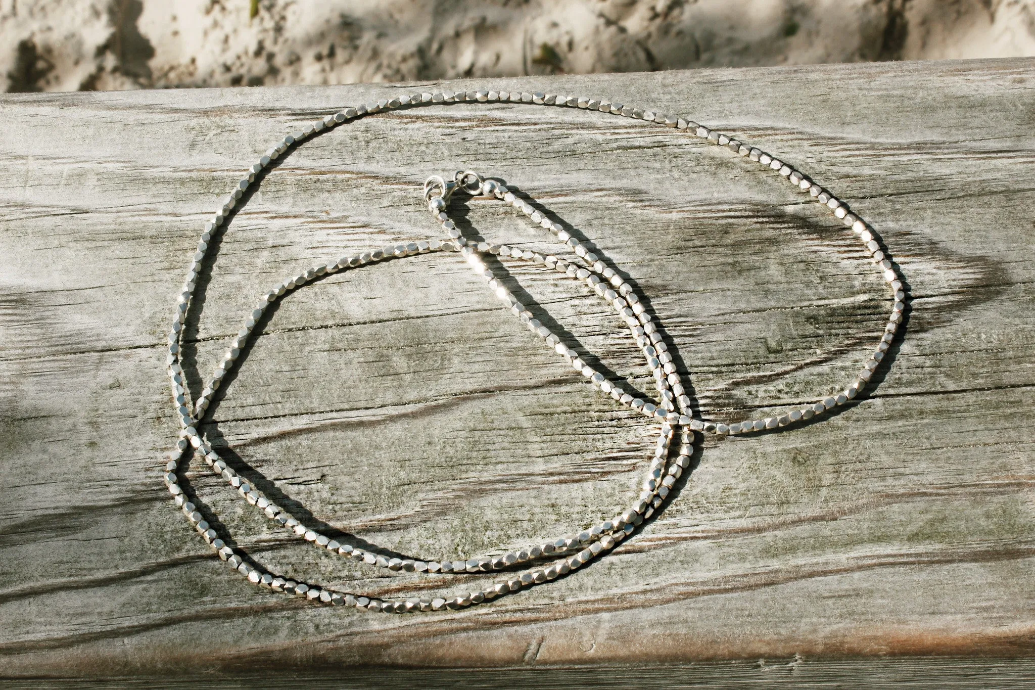 Silver Faceted Bead Necklace